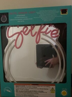 Hobby Lobby Pink 'Selfie' LED Neon Mirror Light with White Ring Illumination